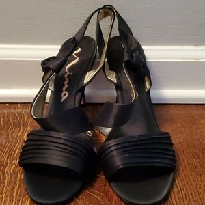 Nina black satin heels shoes
